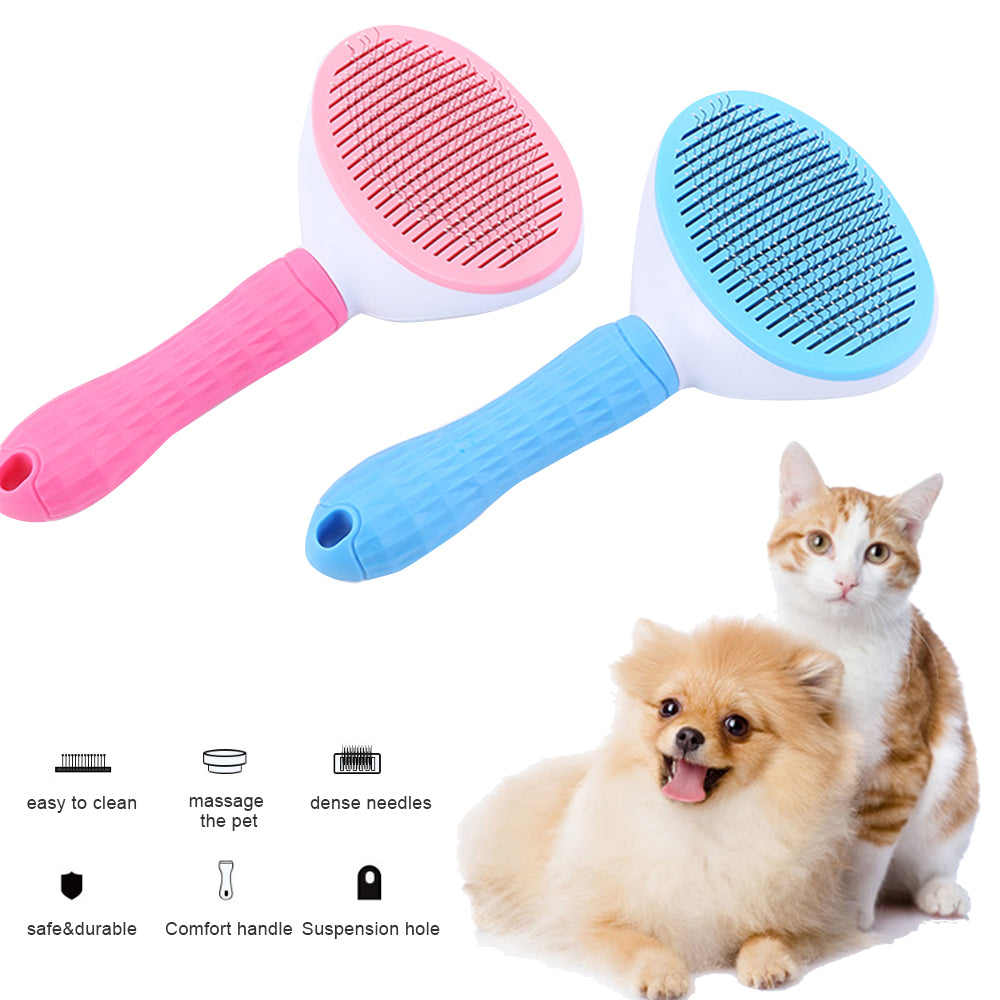 Detalle del cepillo autolimpiante para mascotas